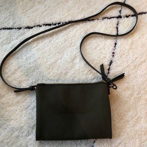 Olive Green Crossbody Bag with Gold Zippers